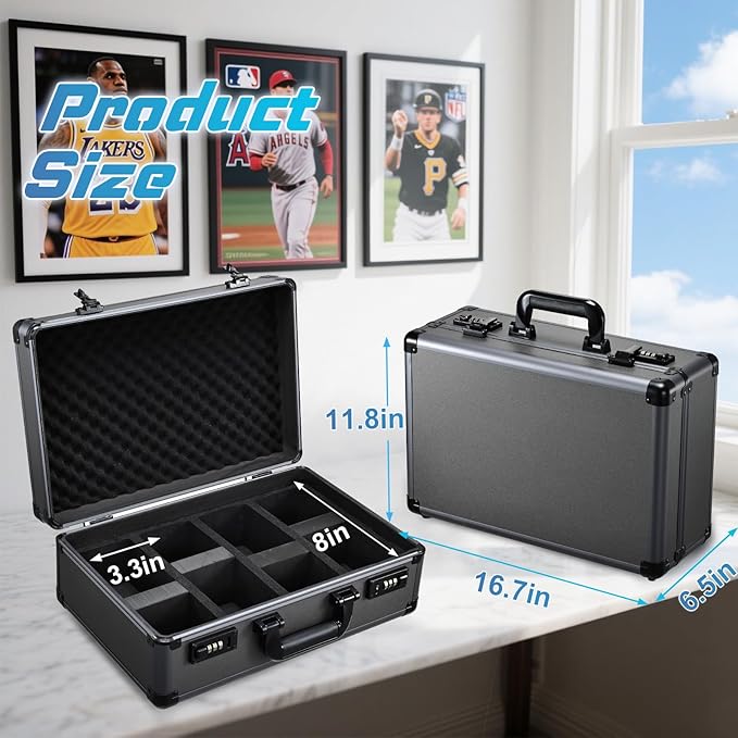X-Large 4-Row Graded Card Storage Box with Combo Lock - Secure Organizer for Graded Card Slabs, Toploaders, and Sports Trading Cards - Gunmetal Gray - Image 4