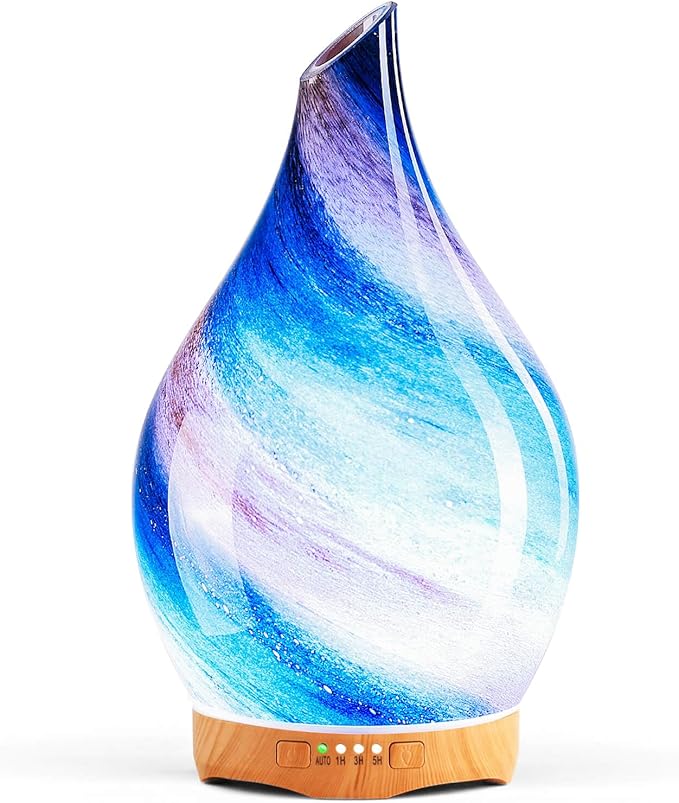 Porseme 280ml Essential Oil Diffuser Glass Color Changing Aroma Air Diffusers Aromatherapy Ultrasonic Cool Mist Humidifier 7 Running Hours Waterless Auto-Off for Sleeping, Yoga, Office, Spa (Galaxy) by Porseme