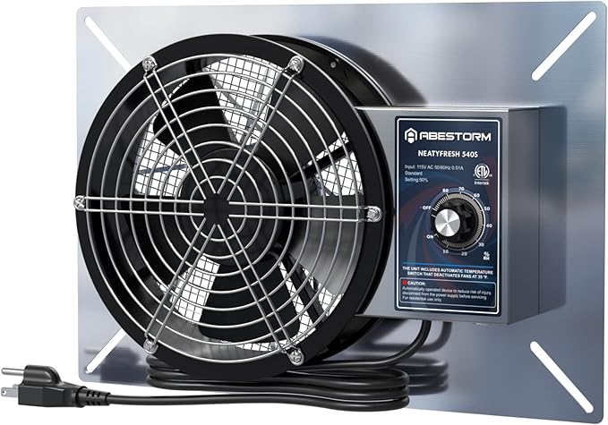 Abestorm 540CFM Crawlspace Ventilation Fans IP-55 Grade Basements Vent Fan 8.7 inches Ventilator Fan with Freeze Protection Thermostat Dehumidistat for Crawl Space Basement Attic Garage, Exhaust by AbestormSolutionsINC