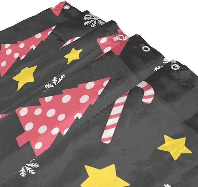 Christmas Gnome Tree Red Shower Curtain Liner 72×72 inch for Bathroom Curtain Anti Mold Shower Curtain with Hooks Shower Accessories - Image 3