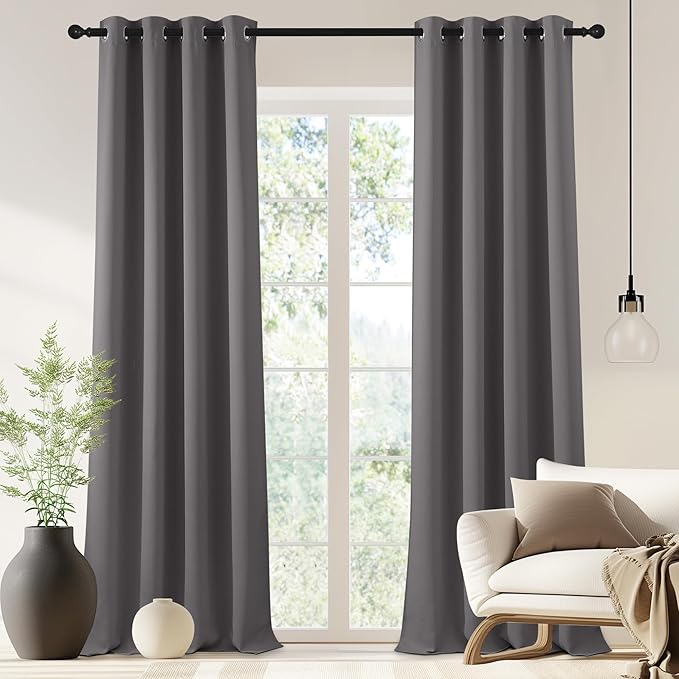 NICETOWN Blackout Doorway Curtain 90 inch Length - Grommet Room Darkening Thermal Insulated Soundproof Window Treatments for Bedroom/Closet (1 Panel, 46 x 90 Inch, Grey) by NICETOWN