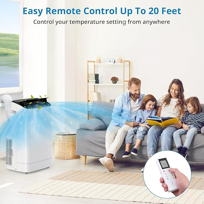 14000 BTU Portable Air Conditioner for 750 Sq Ft 3-In-1 AC Unit with Cooling/Dehumidifier/Fan Modes, Remote, 24H Timer & Installation Kit for Home/Office/Dorm - Image 6