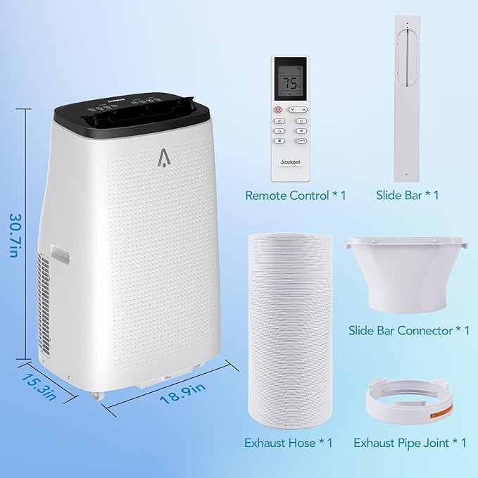 Portable Air Conditioner 14,000 BTU, 3-in-1 Dehumidifier & Fan Modes, Floor AC Unit, Ideal for Rooms up to 750 Sq Ft, Complete Window Mount Kit - Image 8