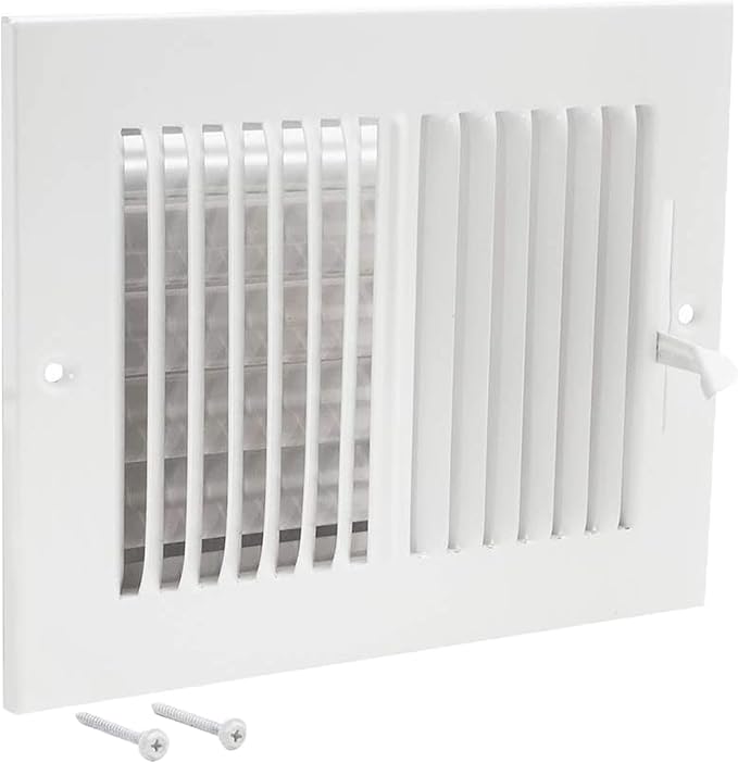 EZ-FLO 8 x 6 Inch (Duct Opening) Air Vent Cover for Wall or Ceiling, Two-Way Ventilation Register, Solid Steel HVAC Register Cover, White, 61661 by EZ-FLO
