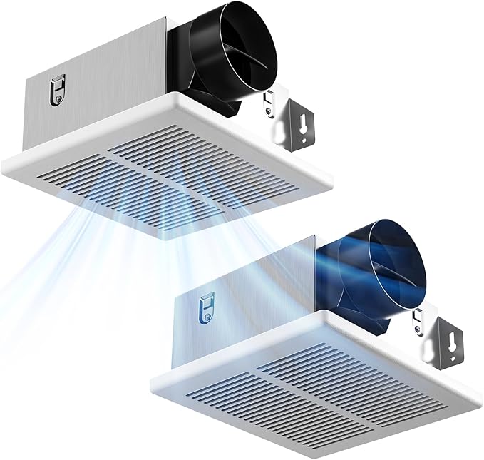 Amico Bathroom Exhaust Fan 2 Pack, 80 CFM, 1.0 Sones, Low Noise, Easy to Install, Ceiling Mounted Retrofit Ventilation Fans, No Attic Access Needed- UL Certified by Amico