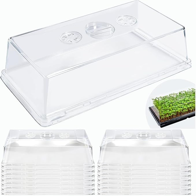 15 Pcs 4'' Tall Sturdy Humidity Domes,Taller and Thicker 1020 Humidity Domes for Plants Seed Starting,Clear 1020 Seed Starting Tray Lids with Adjustable Vent,Greenhouse Plant Growing Tray Cover Dome by Unknown
