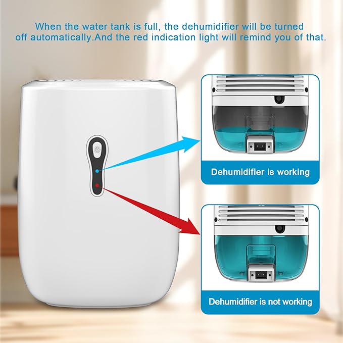 Dehumidifier with Drain Hose. Litever Small Portable Dehumidifier. Auto-OFF. Drain Hose for Continuous Drainage. Effective for Small Bathroom Pantry Closet Basement Wardrobe Gun safe RV Trailer Camper - Image 3