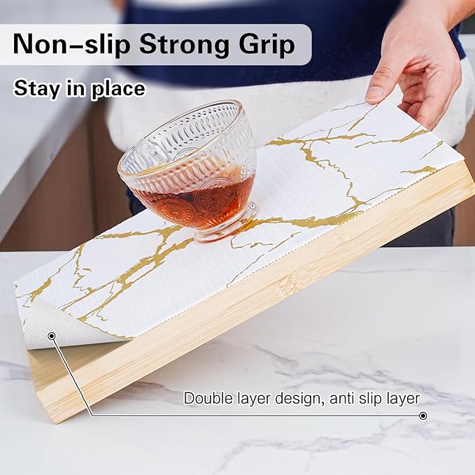 Drawer and Shelf Liner for Kitchen Cabinet,Non-Adhesive Cabinet Liner 24in x 10FT,Waterproof Shelf Paper Non-Slip Mats Cupboard Liners Contact Protect Dresser/Shelves/Table-Gold Marble - Image 2