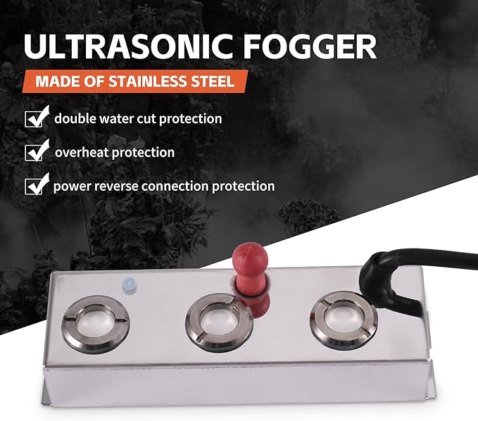 3 Head Mist Maker Ultrasonic Mist Fogger Air Humidifier Water Fountain Fog Maker Machine Stainless Steel Fogger, Silver - Image 6