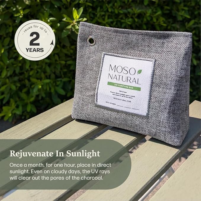Moso Natural Air Purifying Bag 600g, Premium Bamboo Charcoal Odor Absorber, Room Deodorizer for Large Spaces, Bedroom, Kitchen, Basement, Pet Odor Eliminator for Home, 21oz Charcoal Bags (2 Pack) - Image 8