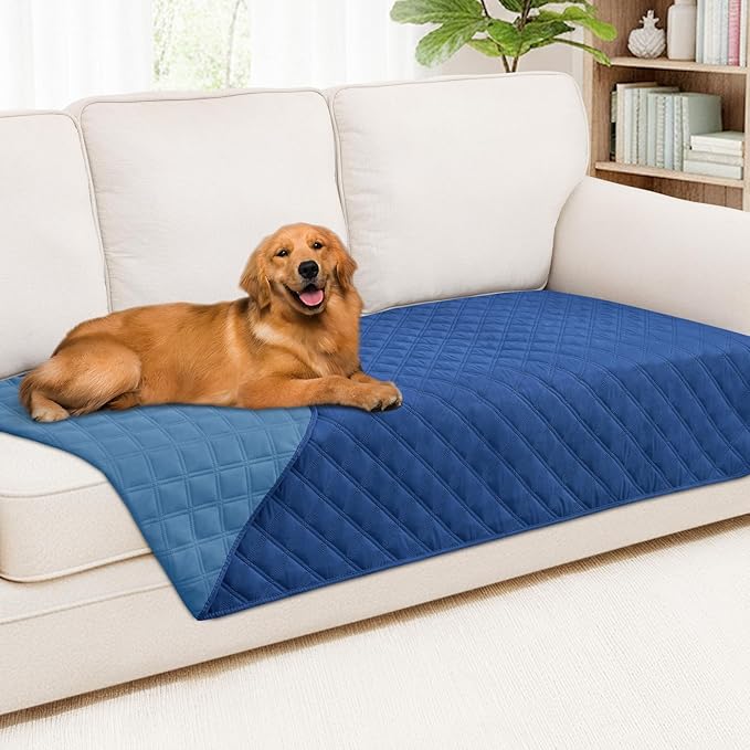 Smiry Waterproof Dog Bed Cover Pet Blanket, Soft Washable Dog Blanket for Furniture Bed Couch Sofa Reversible, Checkered (40"x80", Navy/Blue) by Smiry