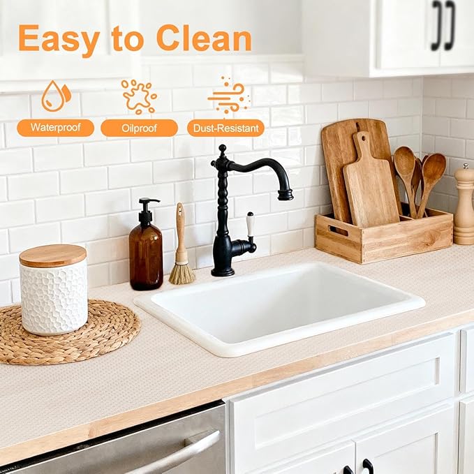 FEXIA Shelf Liner 12 Inch x 20 FT Clear Non Slip Waterproof Cabinet and Drawer Liner for Kitchen Cabinet Refrigerator Pantry Closet Durable Non Adhesive - Image 7