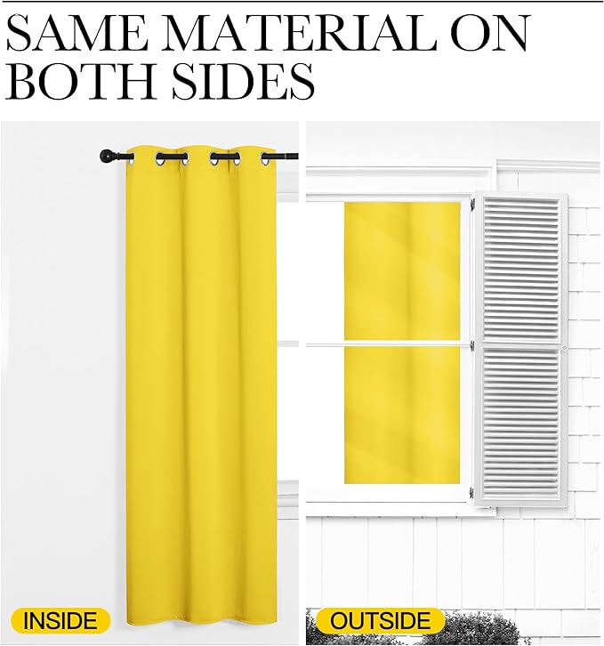 NICETOWN Bright Yellow Room Darkening Curtains for Kitchen, Set of 2, 42 inches Wide by 78 inches Long, Window Treatment Thermal Insulated Solid Grommet Room Darkening Curtains/Drapes for Bedroom - Image 6