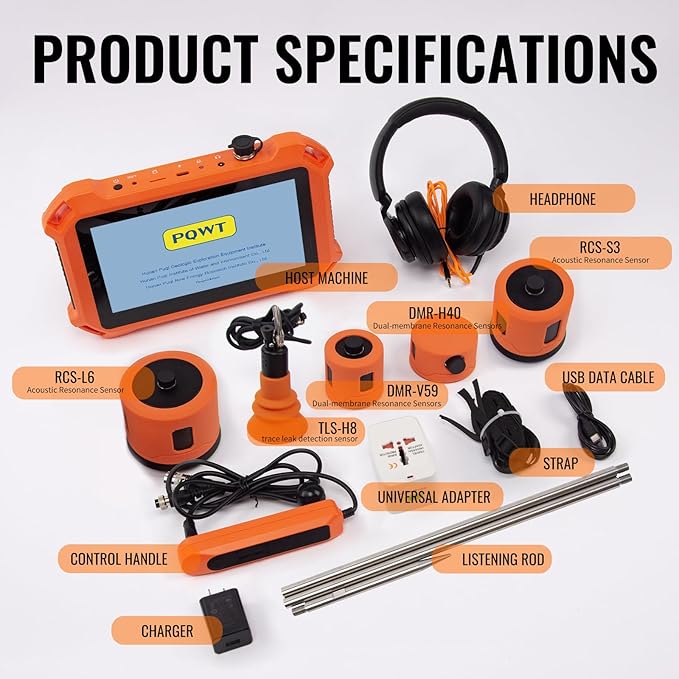 PQWT Underground Water Leak Detectors PQ125E All Scenario and Gas Wall Pipe Water Leakage Detection with Touchscreen Earphone and Carrying Case Multi Sensor Acoustic Pipeline Sound Intensifier - Image 7