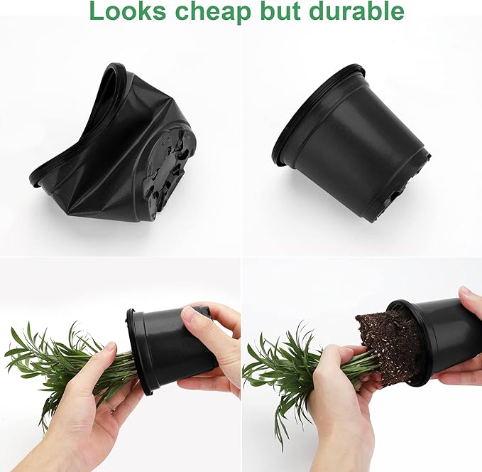 MIXC Plant Nursery Pots with Humidity Dome 4" Soft Transparent Plastic Gardening Pot Planting Containers Cups Planter Small Starter Seed Starting Trays for Seedling with 10pcs Plant Labels，30 Sets… - Image 2
