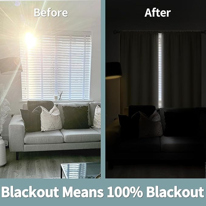 BGment Blackout Curtains for Living Room 84 Inch Length 2 Panels Set, Full Room Darkening Thermal Insulated Noise Cancelling Privacy Window Curtains with Rod Pocket, Each Panel 52 Inch, Champagne - Image 3