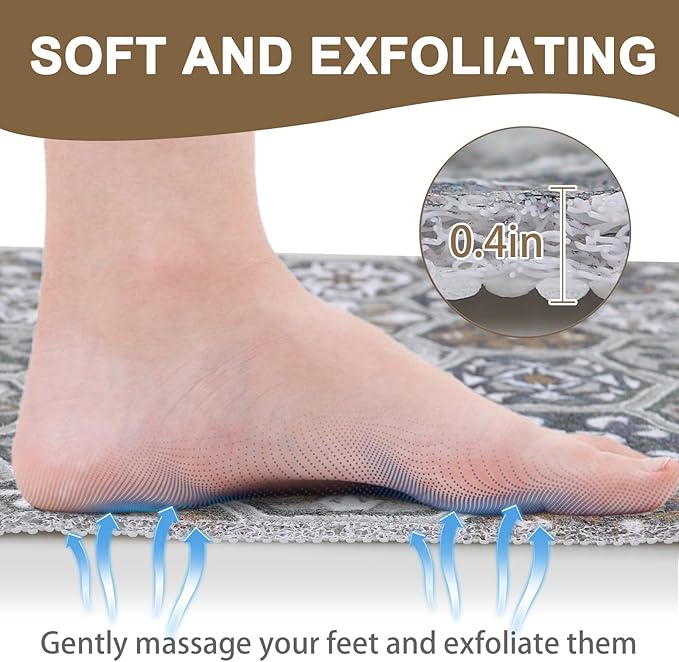 Square Shower Mat Non Slip: 24x24 Inch Extra Large Shower Mats for Inside Shower, Anti Slip Shower Floor Mat, Loofah Shower Stall Mats for Elderly, Non Slip Shower Mat with Drain Hole in Middle - Image 3