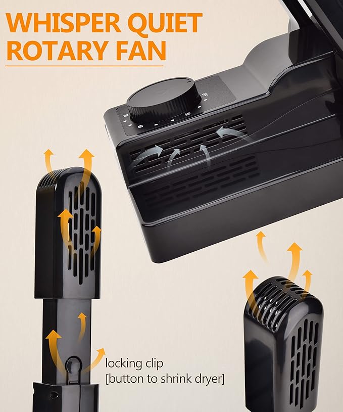 Portable Electric Shoes Boots Dryer and Warmer with Timer Heater and High Output Fan, Folding and Drying Adjustable Rack - Image 4