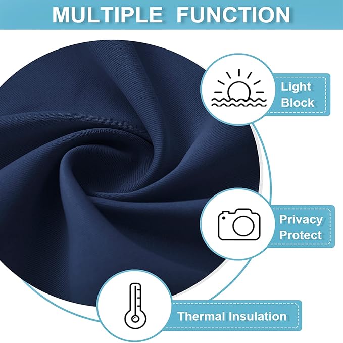 RYB HOME Blackout Curtains Soundproof Energy Saving Insulating Privacy Room Divider Curtains for Patio Sliding Glass Door Living Room Garage Home Theatre Large Window, W 150 x L 90 inches, Navy - Image 7
