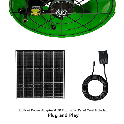 QuietCool AFG SLR-40 Solar Attic Fan for Gable Vents - 40 Watt Adjustable Panel - Included AC/DC Inverter for 24/7 Runtime - Thermostat Controlled - Image 2