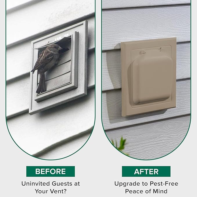NO-PEST VENT, Exclusive Dual Door Dryer Vent Cover Outdoor 4 inch with Collar, Made in USA w Highest UV Resistant Plastic in any Outdoor Vent Cover (Wood Stock Brown, 4" Plastic WIth Collar) - Image 3