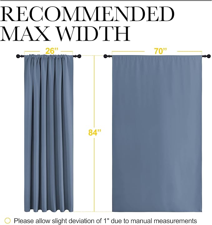 NICETOWN Living Room Curtains, Blackout Curtain Panels, Window Treatment Energy Saving Thermal Insulated Solid Rod Pocket Blackout Drapes/Draperies (Stone Blue, 1 Pair, 70 by 84-inch) - Image 7