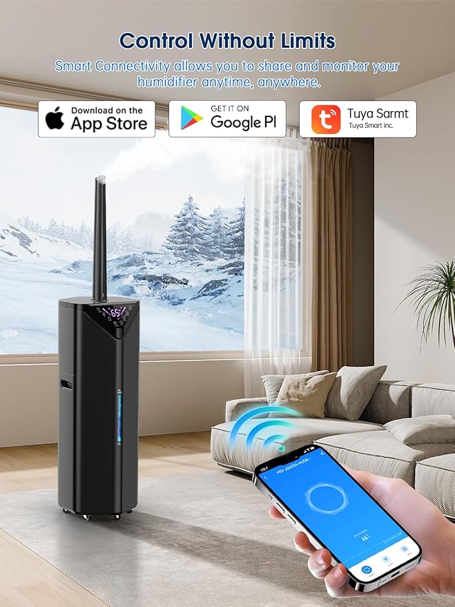 5Gal Humidifiers for Bedroom Large Room 2800 sq ft, 19L Quiet Humidifiers for Large Room, Floor Humidifier with 6 Mist Mode & Auto 180°Mist Tube for Home Whole House School Office Commercial Plants - Image 2