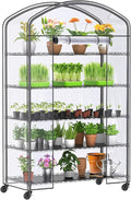 Abimars 5-Tier Greenhouse with Caster Wheel, Each Shelf Height Adjustable Metal Plant Shelf with PVC Cover for Seed Starting Trays, Seedling Pots, Plant Pots, 21x49x80inch by Abimars