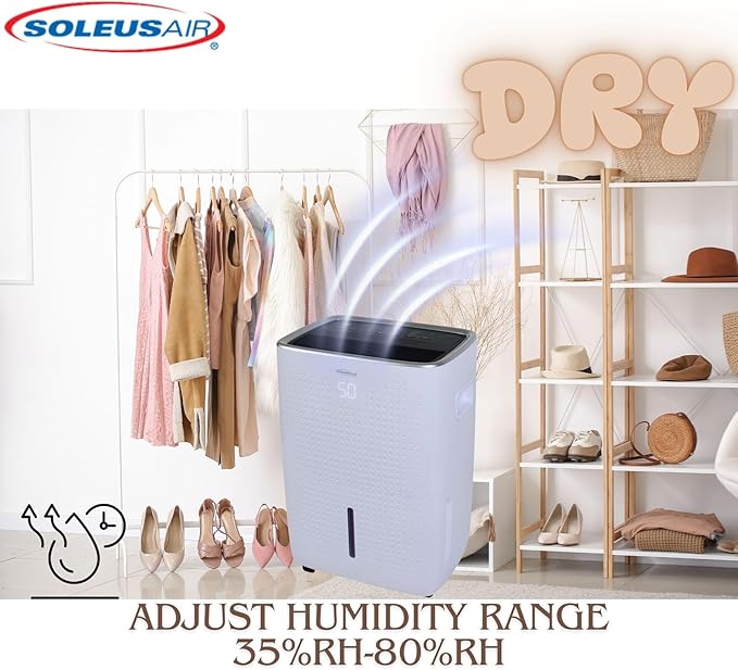 Soleus Air 35 Pint Dehumidifier, Energy Star Rated 2,500 Sq Ft, with Mirage Display and Tri-Pat Safety Technology - Image 8
