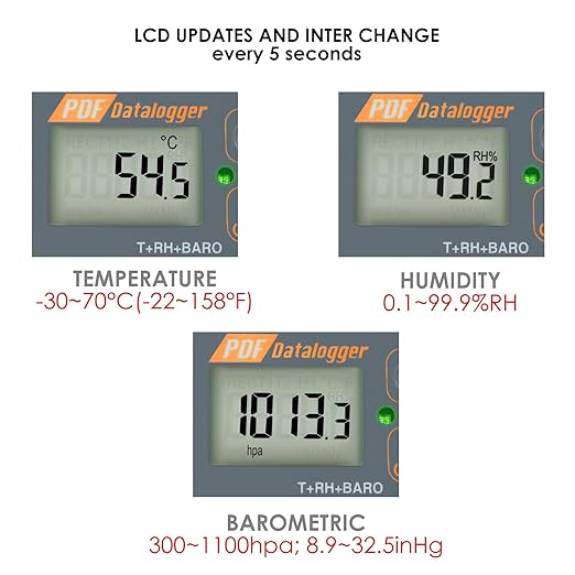 USB Temperature Humidity Data Logger Recorder with Atmospheric Pressure Sensor IP65 Waterproof High Accuracy with Generate PDF and CSV Reports - Image 8