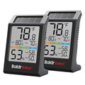 BaldrTherm Room Thermometer Indoor Humidity Meter Solar Powered with Max/Min Memory & Comfort Indicator - 3.2" Large Display for Home, Black, 2Pack by BaldrTherm