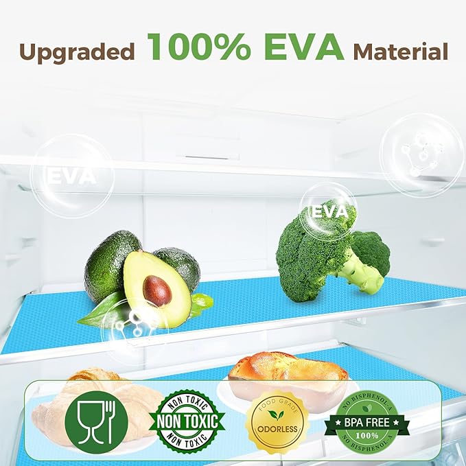 100% EVA Shelf Liner for Kitchen Cabinet, 12" x 240" Drawer Liners Non Adhesive Non Slip Waterproof Plastic Paper, Dresser Pantry Bathroom Refrigerator Protector, Blue - Image 3