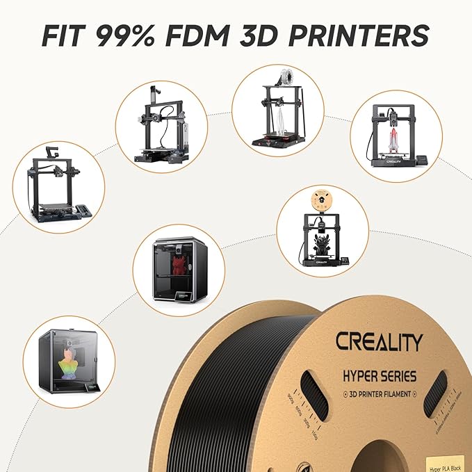 Creality Hyper PLA Filament 1.75mm Black & Grey 2KG, 30-600mm/s High Speed PLA Rapid 3D Printer Filament, 2 Pack 1kg Spool(2.2lbs), Dimensional Accuracy +/-0.02mm, Fit Most FDM 3D Printers - Image 5