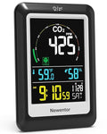 Newentor CO2 Monitor, Indoor Air Quality Meters, Carbon Dioxide Detector with Voice Alert, Large Display CO2 Tester, Temperature Humidity Sensor, Alarm Clock for Home, RV, Grow Tents, Black by Newentor