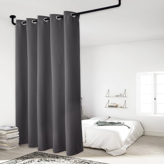 NICETOWN Total Shade Patio Door Curtain, Heavy-Duty Full Light Shading Sliding Door Drape Room Divider Curtain, Vertical Blinds for Window（1 Panel, 70 inches Wide x 84 inches Long, Gray - Image 9
