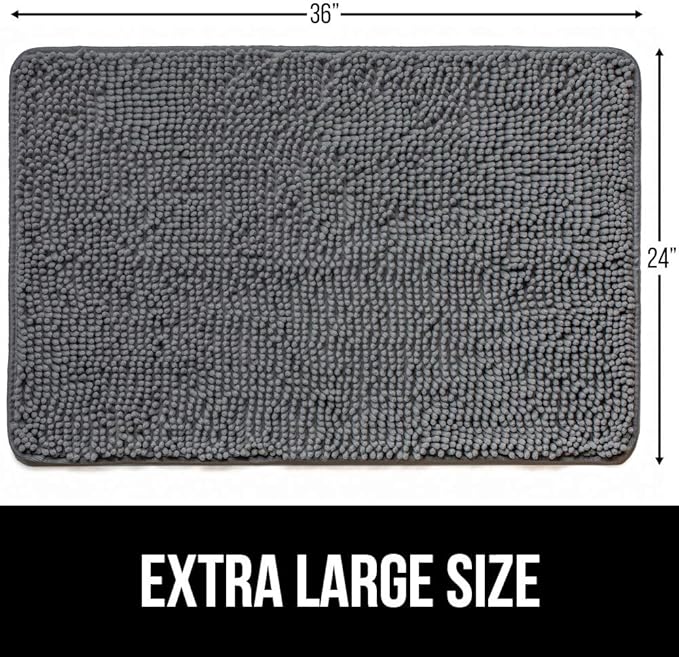 GORILLA GRIP SOAKSTOPPER Dog Door Mat, 36x24 Machine Washable Rug Absorbent Doormat Captures Moisture Mud Dirt, Quick Dry Soft Chenille Entryway Rugs Indoor Entrance Mats for Dog Paws, Charcoal - Image 7
