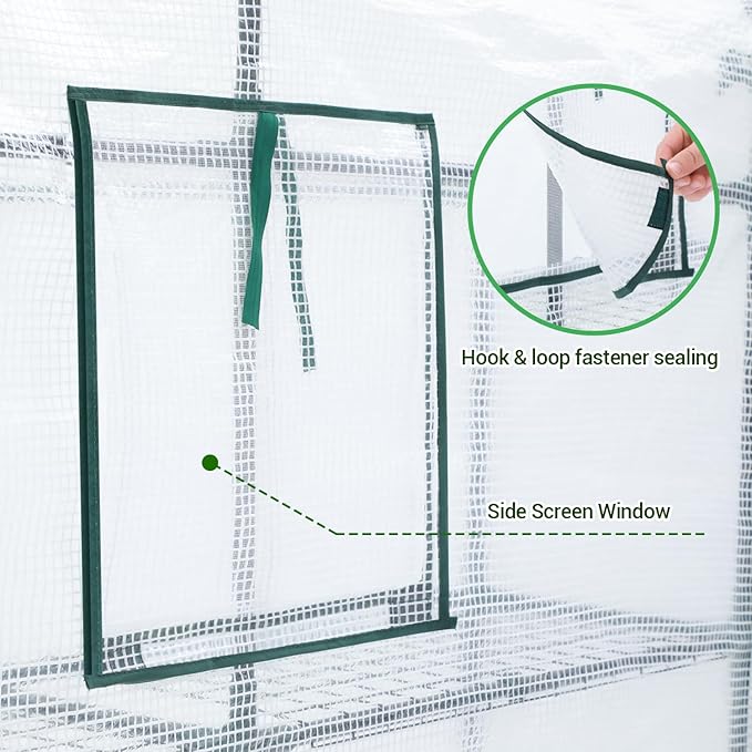Ohuhu Greenhouse for Outdoors: 3 Tiers 12 Shelves Walk-in Indoor Green House Heavy Duty Plant Stands Reinforced Plastic PE Cover Mini Portable Warm House for Outside, 4.8x2.5x6.4 FT - Image 4