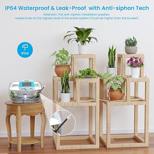 Sainlogic Automatic Plant Waterer for 15 Potted Plants, Smart Self Watering System with Humidity Monitor Display，Deep Root Irrigation, IP64 Programmable Timer for Vacation, Travel, Indoor Garden - Image 4