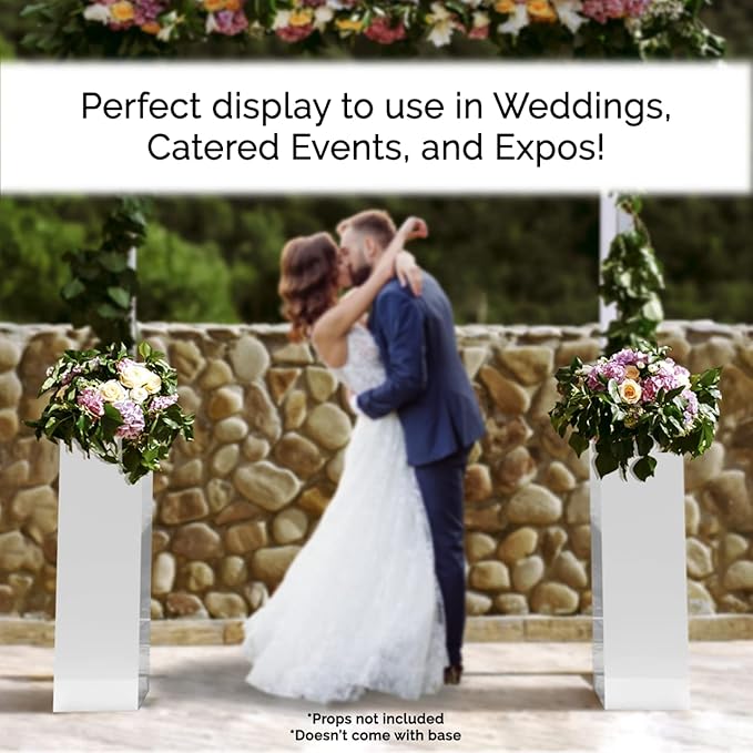 Marketing Holders Acrylic Display Riser Box White Pedestal 12" x 12" x 40" No Lid Tall Pillar Flower Tower Hollow Cube Safety 3/16 Thick Plexiglass 5 Sided Show Case Art Easel Pedestal Display - Image 3