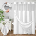No Hook Shower Curtain with Fabric Liner White Hotel Waffle 75" L x 72" W,PEVA Frosted Window by Unknown