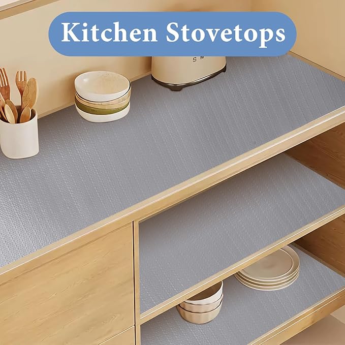 Shelf Liners for Kitchen Cabinets Non Adhesive Drawer Liner 17in x 30FT Pure Grey Thickened Shelf Liner Strong Non-Slip Easy to Clean for Tool Box Refrigerator with Knife and Tape Measure - Image 5