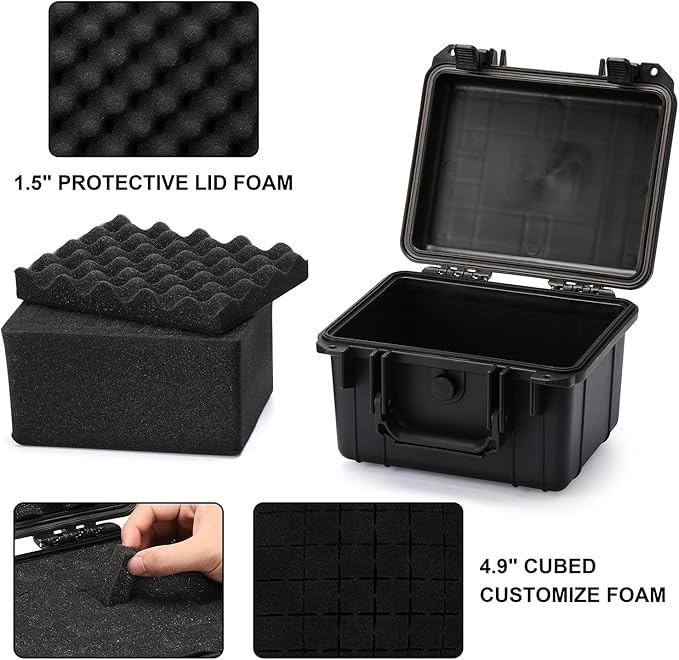 Mayouko Portable Tool Box with Shock- Proof Sponge, Water Proof Grade IP67, Waterproof Hard Case with Foam Insert, Weather Proof Box, 9.3"Lx 8"Wx 4.4"H - Image 6