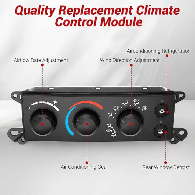 P55056569AC Front A/C Heater Climate Control Module Compatible with 2006-2008 Dodge Ram 1500 2500 3500/Section 2005-2011 Dodge Dakota Air Temperature Control Switch Panel, OEM P55056569AD 55056569AE - Image 6