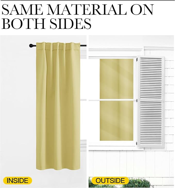 NICETOWN Living Room Darkening Curtains - (Paler Yellow Color) W42 x L70, Set of 2, Home Decor Room Darkening Thermal Insulated Drapery Panels for Office/School/Hospital Window - Image 6