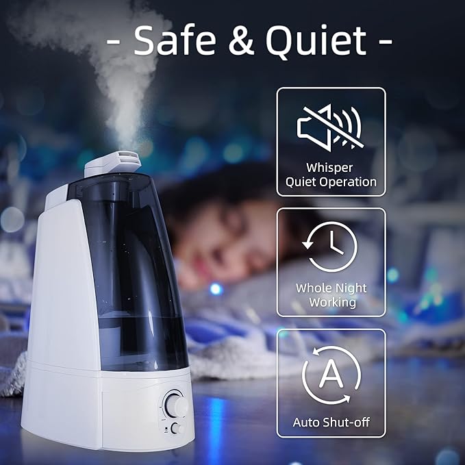 Cool Mist Humidifier for Office & Bedroom, 5L Top Fill Personal Humidifier with Adjustable Mist Mode, 2 Settings, Anion Technology, Ultra Quiet, Auto Shut-Off, Lasts Up to 15 Hours – Black - Image 3