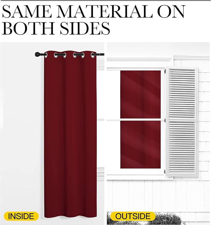 NICETOWN Bedroom Blackout Curtain Panel - (120 inches by 90 inch, Burgundy Red, 1 PC) Energy Saving Thermal Insulated Grommet Blackout Drapery for Patio, Room Divider Curtain - Image 5