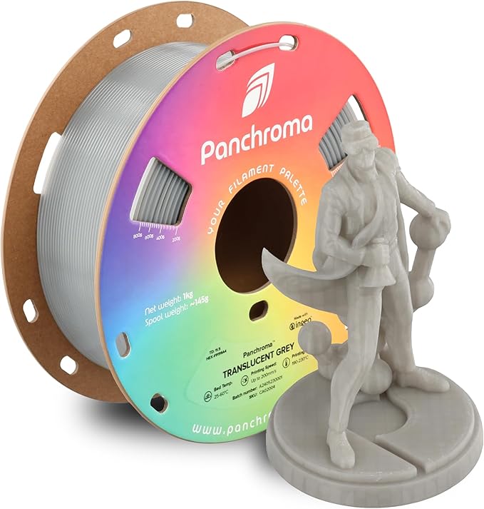 Polymaker Panchroma Translucent PLA Filament, Translucent Grey 1.75mm 3D Printing Filament, 3D Printer PLA Filament, Fit Most FDM 3D Printers, 1kg Spool (2.2lbs) by Polymaker
