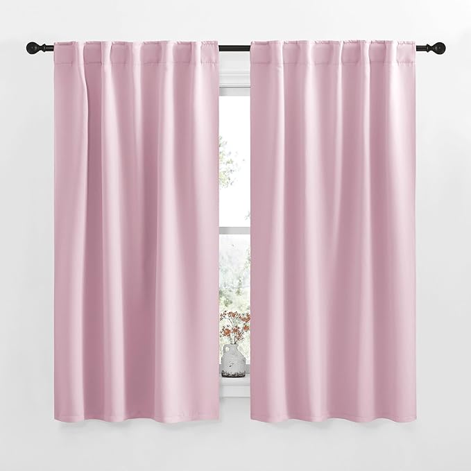 NICETOWN Blackout Curtain Panels for Living Room - (Baby Pink Color) 34x48 inch, 2 Panels Set, Room Darkening Blackout Drapes for Window by NICETOWN