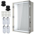 MAKERELE Extra Large Electrical Box Plastic IP67 Electronics Clear Waterproof Boxes for Outdoors Case with 2 NPT 1”Glands and Wall Bracket Hinged Cover Outdoor Enclosure Box(23.6"*15.7"*8.7") by MAKERELE