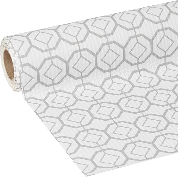 Smooth Top EasyLiner for Cabinets & Drawers - Easy to Install & Cut to Fit - Shelf Paper & Drawer Liner Non Adhesive - Non Slip Shelf Liner - 20in. x 6ft. - 6 Roll Project Pack - Gray Geo Print - Image 2